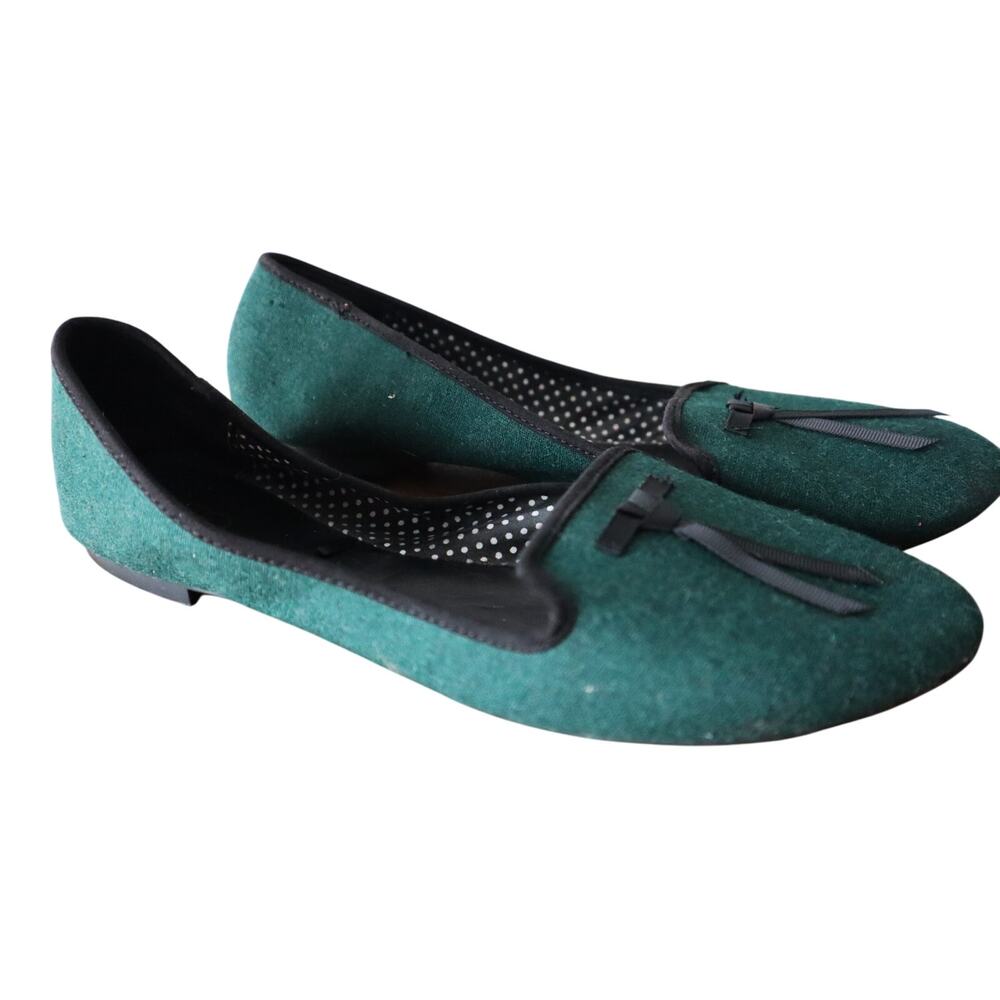 Emerald Green Womens 9 M Flats Ballet Flats Bow Slip On Loafers Comfortable